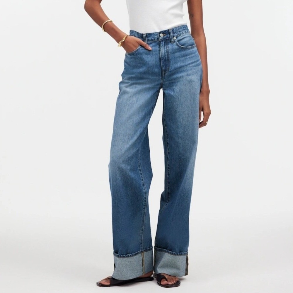 Madewell Superwide Wide Leg Rolled Cuff Jeans Medium Fannin Wash Baggy Y2K 27